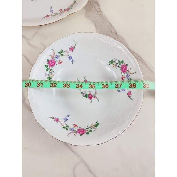 Royal Kent Poland Serving Oval Platter 13" Round Salad Bowl 9" Porcelain x2 Vtg - Picture 15 of 15